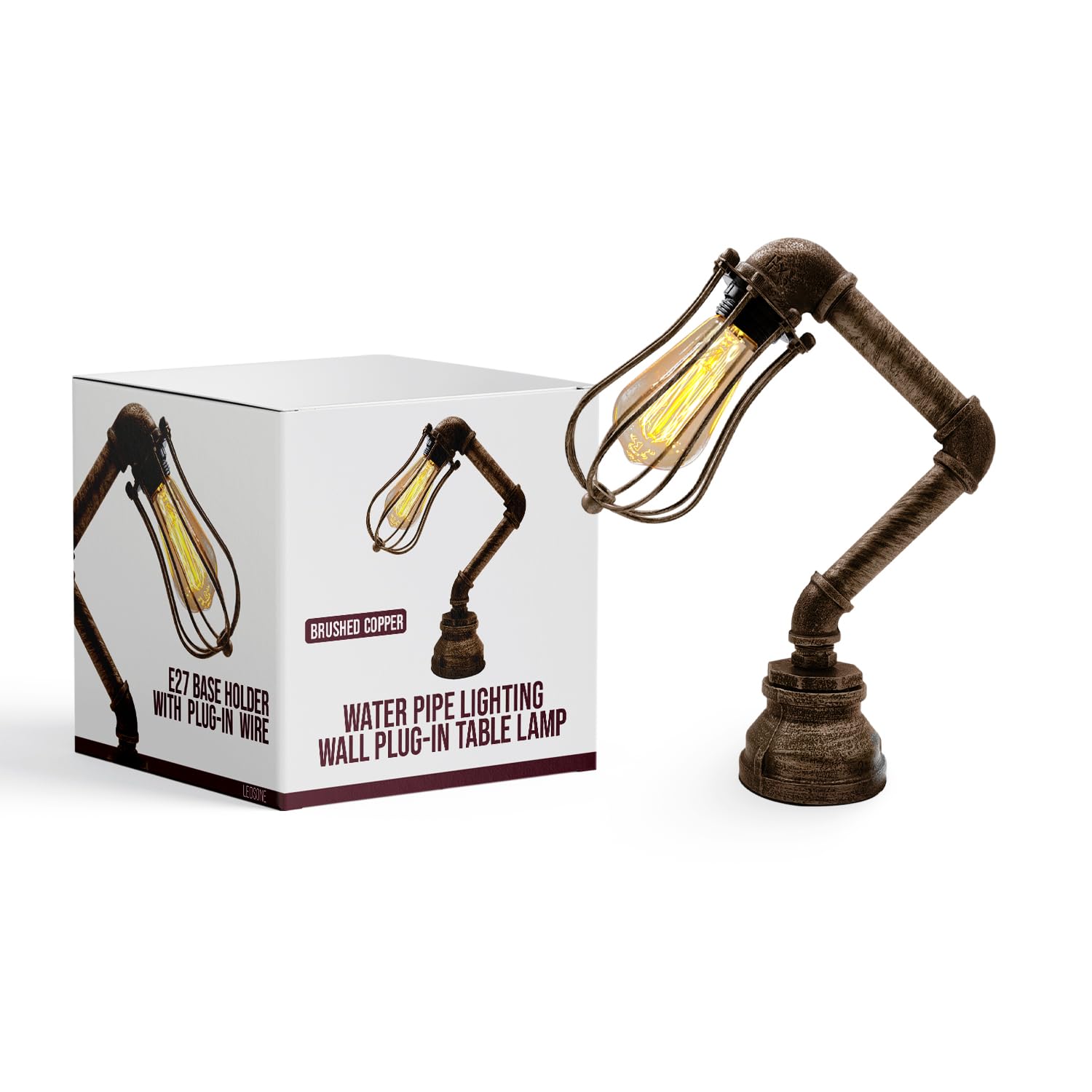 LEDSone Water Pipe Lighting Wall Plug in Table Retro Industrial Steampunk Metal Indoor Stand Table Lamp for Living Room Bedroom Bedside Lamp