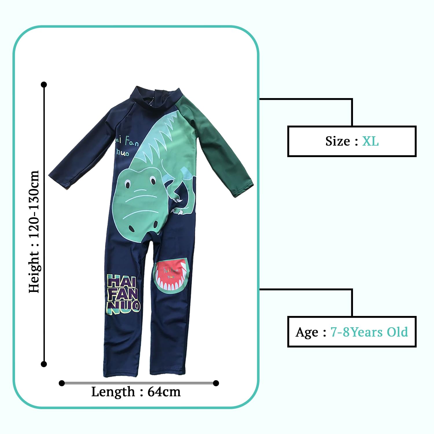 SYGA Children's Swimsuit Long Sleeve Watermelon Dragon-M Size Perfect for Kids Age 3-4 Years Old (Blue) 1