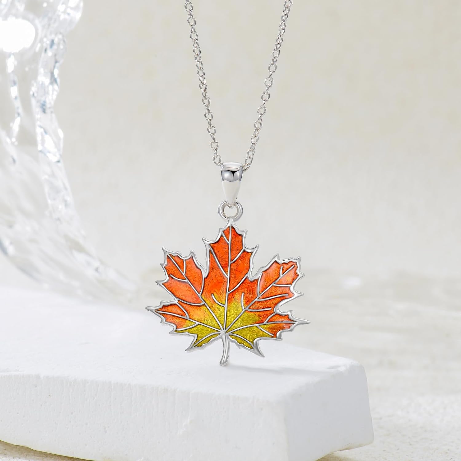925 Sterling Silver Maple Leaf Necklaces Dainty Maple Leaf Pendant Necklace Jewelry Mother's Day Valentine's Day Birthday Gift for Mom Wife - Image 2