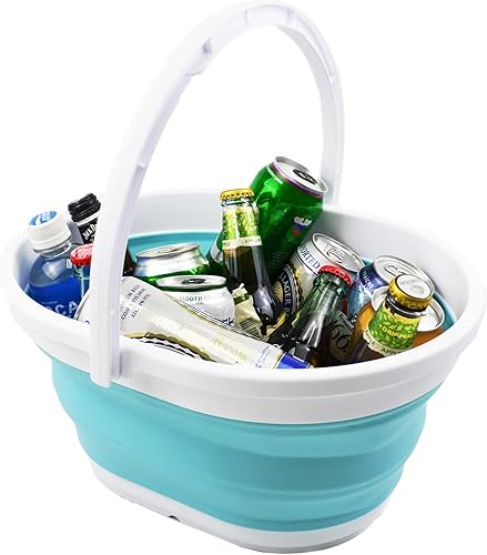 Miniatura 7 de SAMMART Cesta plegable con asa de 11 litros (2.9 galones)  Cesta de picnic portátil al aire libre  Contenedor de almacenamiento plegable para lavar