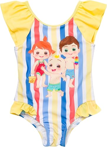 CoComelon Tomtom Yoyo JJ - Traje de baño de una pieza para bebés y niños pequeños