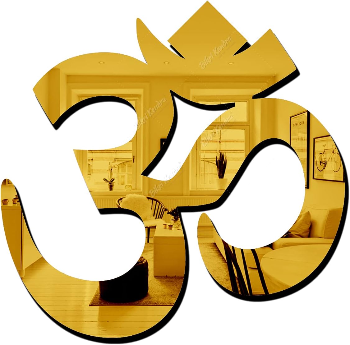 Bikri Kendra - Om Golden (Pack of 2) Mirror Stickers for Wall, Acrylic Mirror...