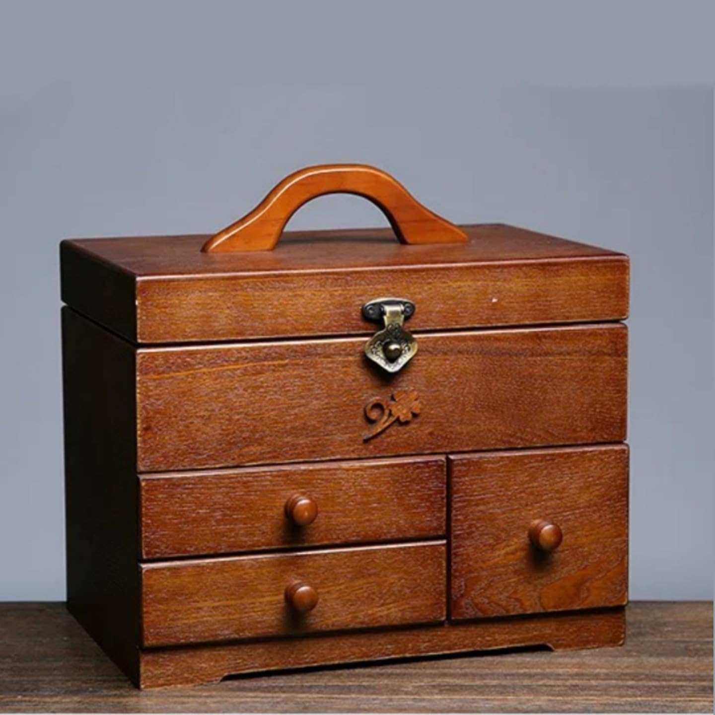 Aeroor木製の裁縫箱 卓上収納 裁縫道具 ヴィンテージ ノスタルジック