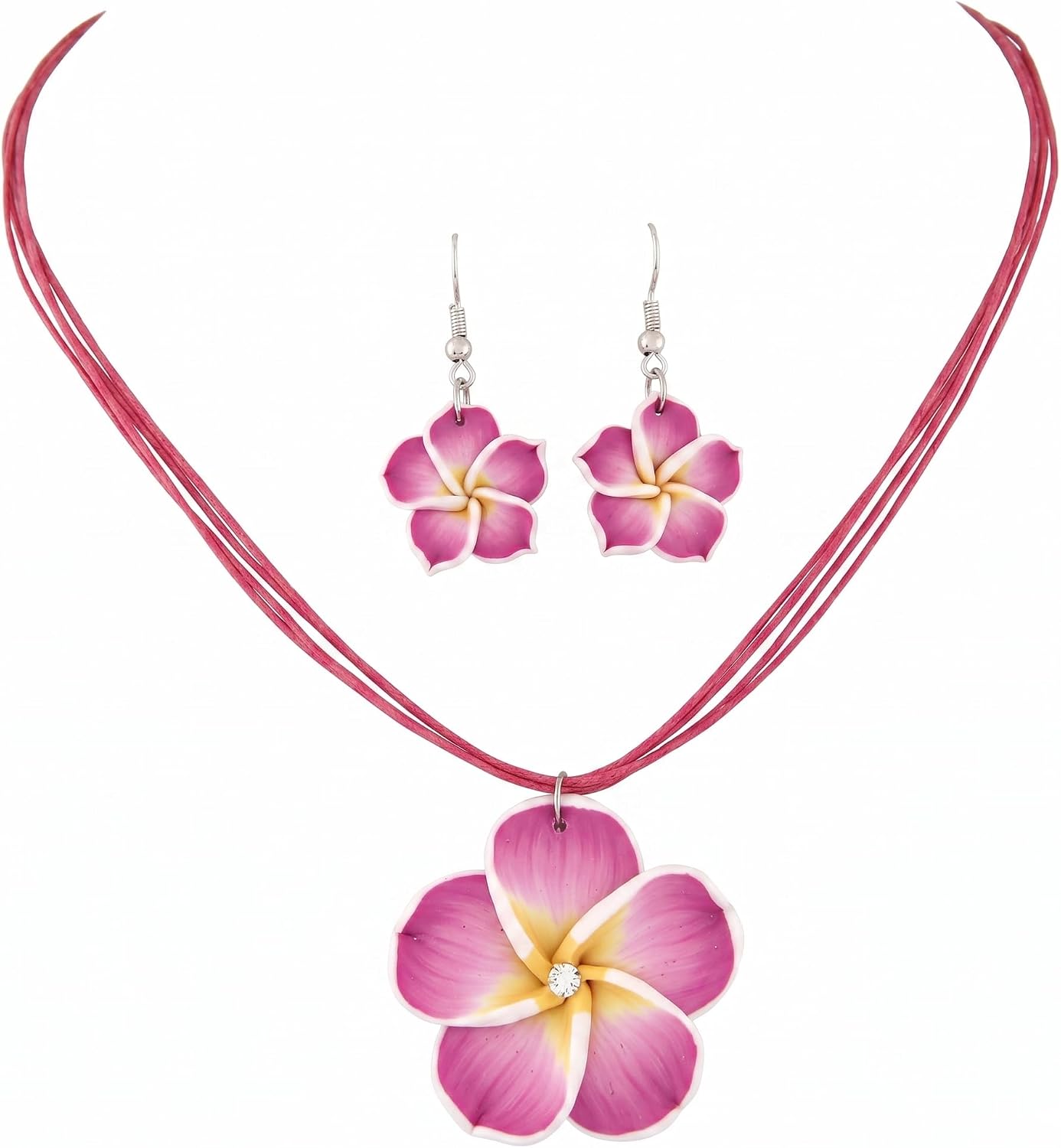 Hawaiian Flowers Beach Necklaces for Women Necklace and Earring Set Hibiscus Earrings Necklace Sets Bohemia Flower Dangle Earrings Beach Summer Jewelry Accessories