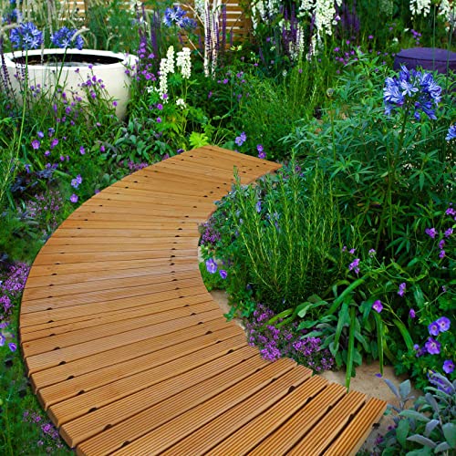 Reliancer 6' Wooden Garden Pathway,Outdoor Roll Out Cedar Curved Walkway,Patio Path Decorative Garden Boardwalk Walkways,Weather-Resistant Roll Up Beach Wood Road Floor,Wedding Party Pathways #TOP6