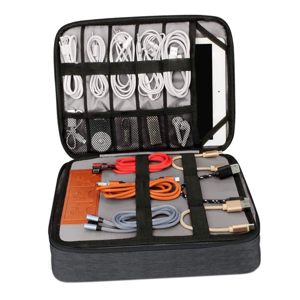 NUOBESTY Organizer Borsa Per Cavi Esterni Custodia Per Dispositivi Elettronici e Digitali Spazio Di Archiviazione Ampio Per Telefoni e Tablet Da Design Strati Maniglia Per Trasporto Comodo