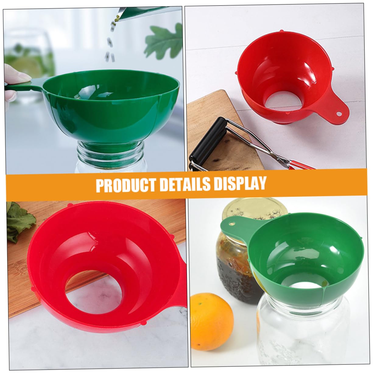 Mobestech Embudo De Plástico De Boca Ancha Llenar Embudo Reutilizable Mermeladas Y Cocinas Y Conservas 4 Piezas X 4