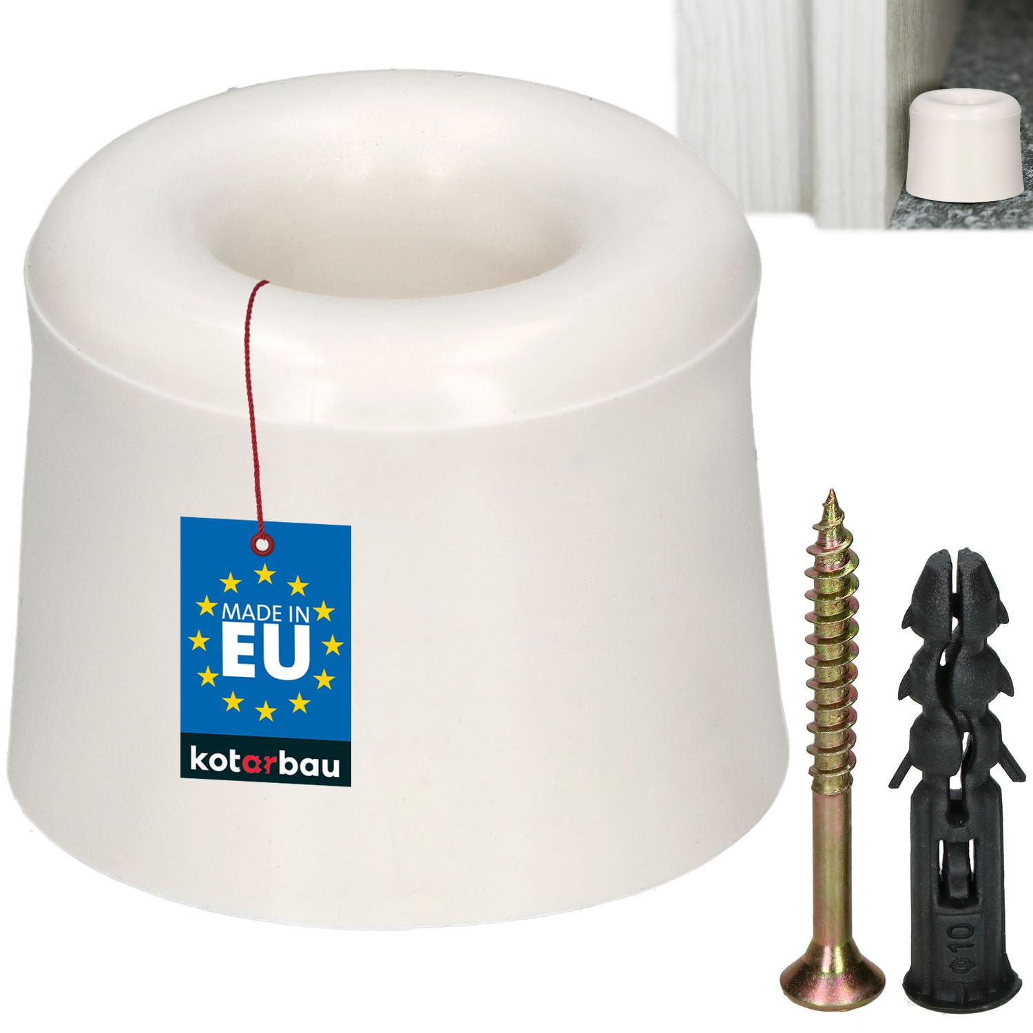 KOTARBAU Door Stop Floor for Screwing – White – 27 mm – Floor Door Stopper – Floor Mounting – Door Stopper – Rubber