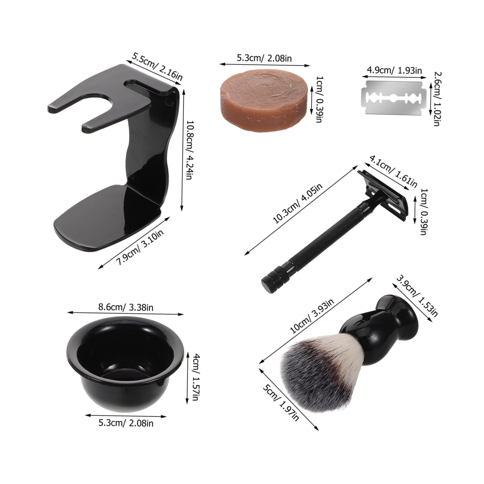 WOONEKY Set da Barba Tradizionale da Uomo Compatto e Leggero Spazzola per Baffi, Ciotola per Rasatura in Plastico e Supporto per Rasoio per Viaggi di Lavoro