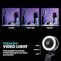 Vista 6 de Movo WebMic HD Pro All-in-One Webcam with Microphone and Ring Light- 1080p HD Camera, Pro Cardioid Condenser Microphone, LED Ring Light -HD Webcam