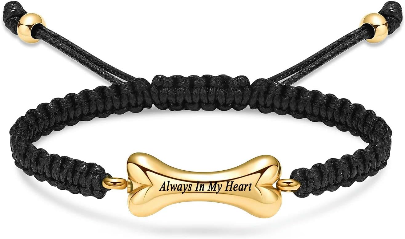 Cremation Bracelet for Pet Ashes Dog Bone Urn Bracelet Stainless Steel Memorial Keepsake Bracelet Jewelry for Men Women-G Always in My Heart