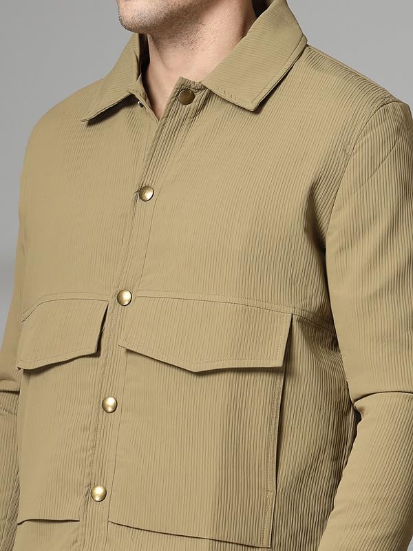Image of CHKOKKO Men's Fleece Solid Winter Wear Regular Fit Standard Length Jacket