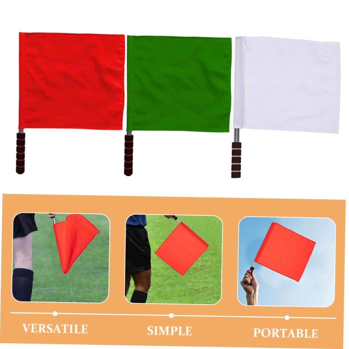 WOONEKY 5 Sätze Wettkampfflagge Rennleitflagge Kleine Flaggen Kleine Handflagge Linienrichterflaggen Volleyballspiel Winkflagge Wehende Flaggen Tuch 3 Stücke * 5