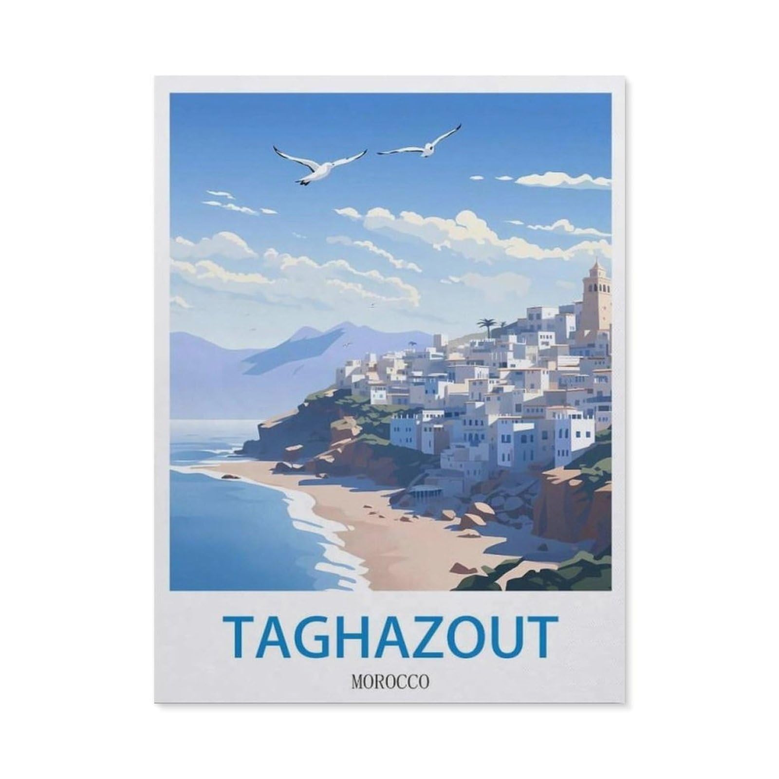 Funny Bathroom Wall Decor Signs，Taghazout Morocco(20x30cm）