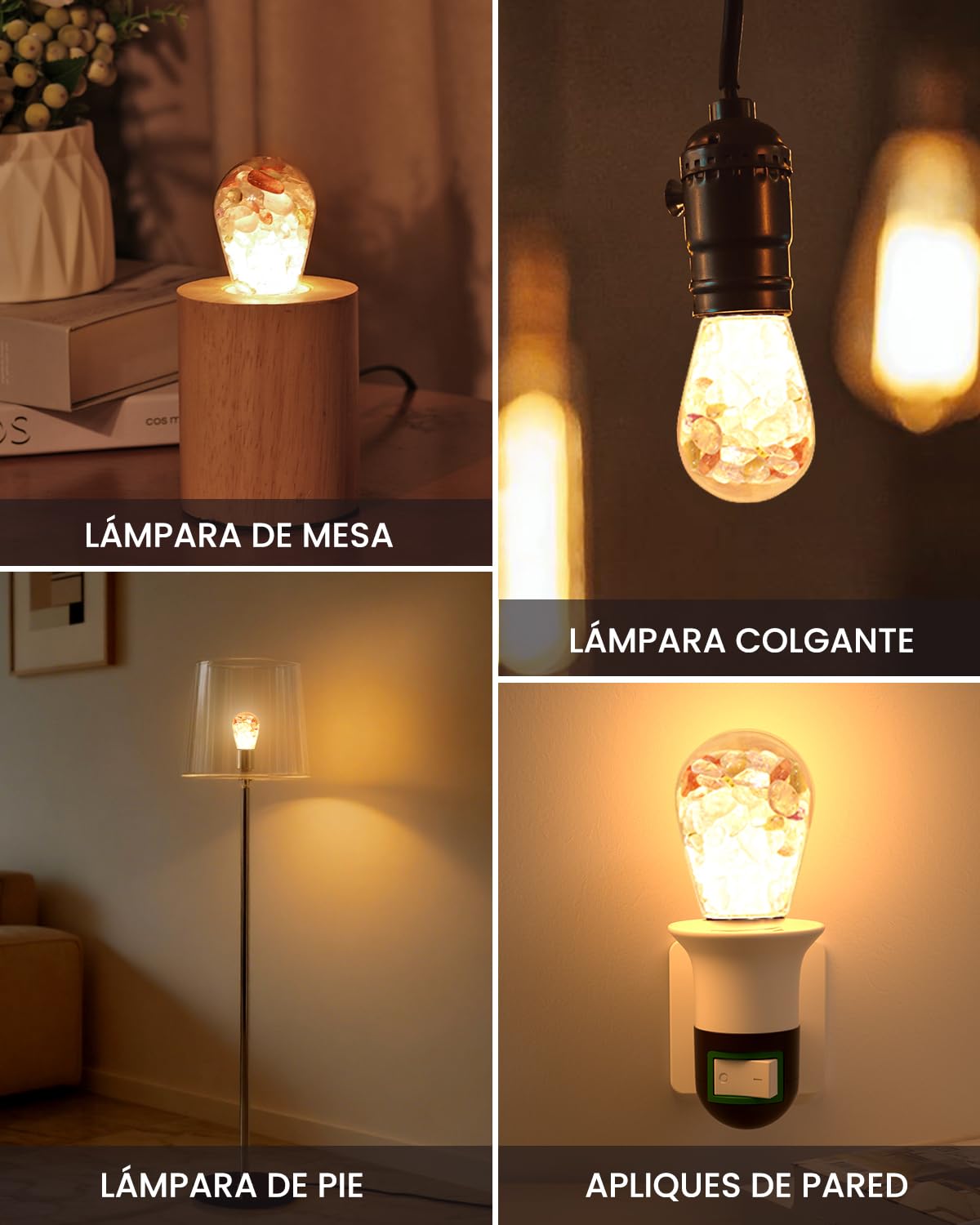 LED Bombillas Nocturnas de Cristal, Bombillas de Cabecera Decorativas, Lámparas de Tratamiento de Ambiente Relajado, Regalos de Descompresión para Niños, Ancianos, Estudios de Yoga
