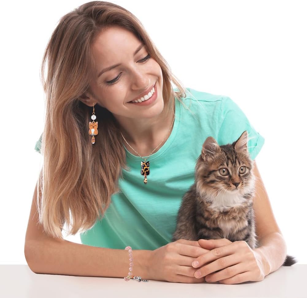 AHANDMAKER 28Pcs Enamel Cat Charms 7 Colors Cute Kitten Charm with Swinging Tails Cartoon Animal Pendants Alloy Animal Pet Dangle Pendants for Jewelry Making DIY Craft Supplies 38x16mm - Image 5