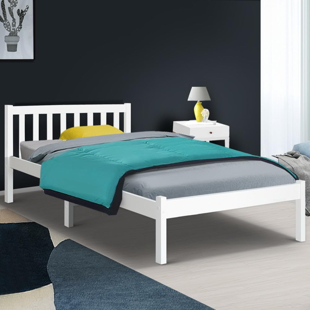 Artiss Bed Frame King Single Size Wooden White Sofie : Amazon.com.au: Home