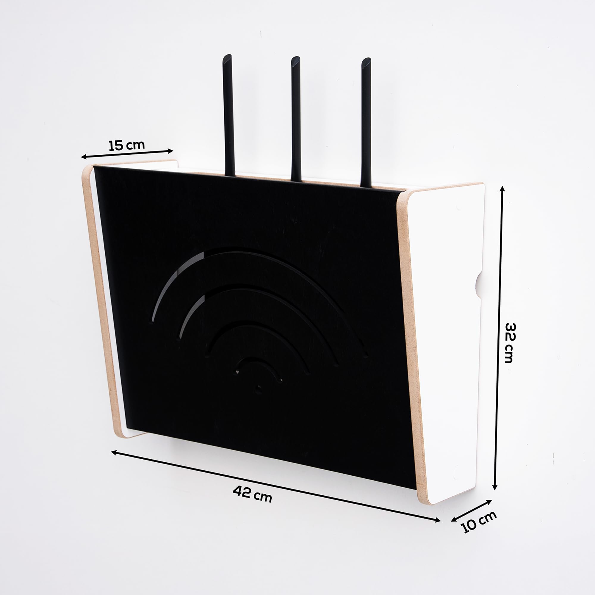 OHANA Router Cabinet - Router Storage Box - WiFi Shelf - Router Hide - Wall Box, All-black, 42x10x34 - Image 2