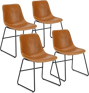 Leather Dining Chairs Set of 4, Kitchen & Dining Room Chairs Mid Century Leather Dining Chairs Midcentury Modern Chair, Fa...