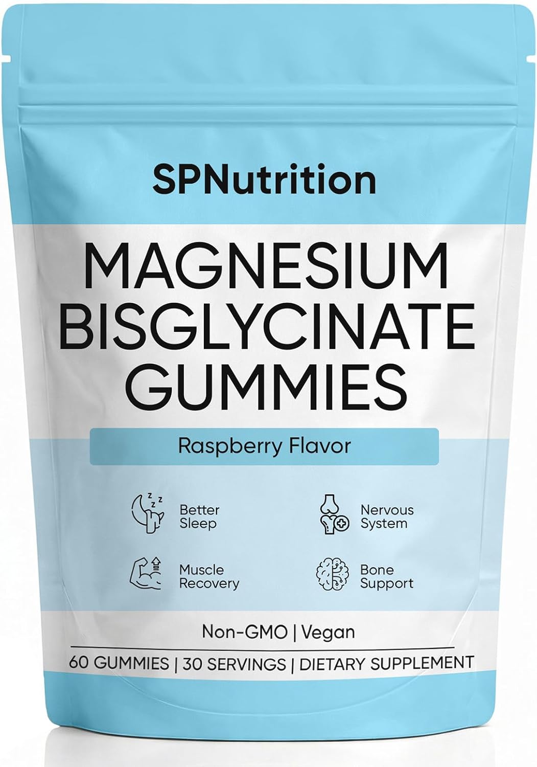 Spnutrition Magnesium Bisglycinate Gummies, Chelated Magnesium Mineral Gummies for Daily Nutritional Intake, Non GMO Mineral Supplement for Balanced Lifestyle Routine, 60 Count (1)