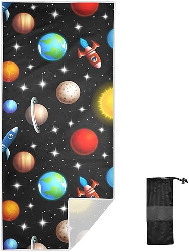 Space Galaxy - Toalla de playa de microfibra para niños, toalla de baño súper absorbente a prueba de arena, toalla de piscina para hombres, mujeres