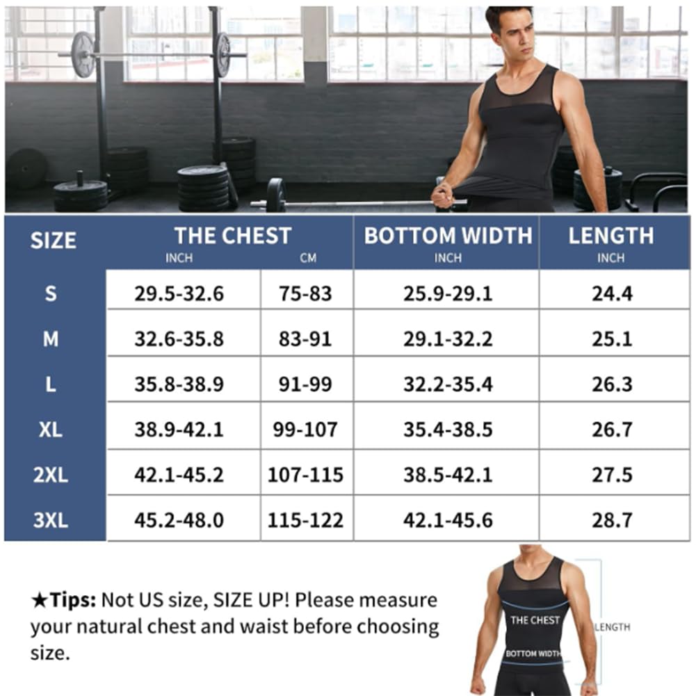Herren Kompressionsbody Shaper Abnehmen Weste Enges Tank Top Shirt Bauchkontrolle Unterwäsche(Weiß-Groß