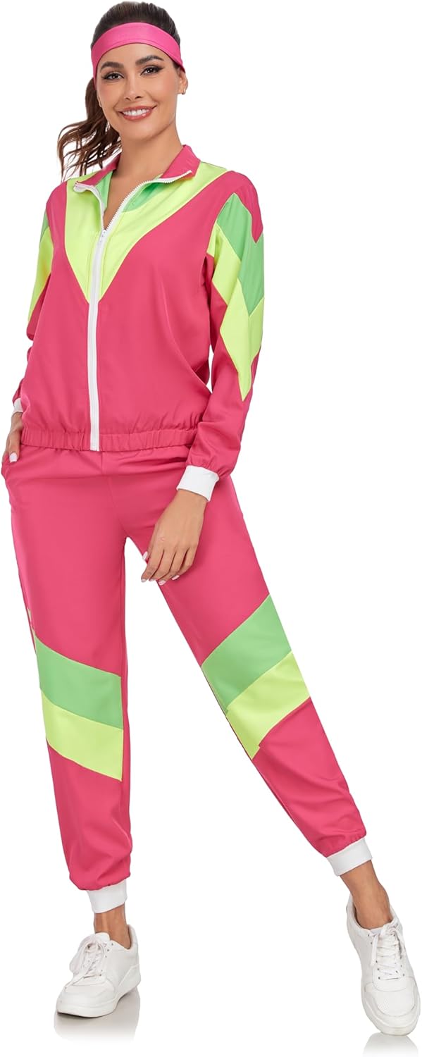 Cuteshower Women 80s Tracksuit Costume for Retro Hip Hop Windbreaker Costumes for Halloween - Image 6