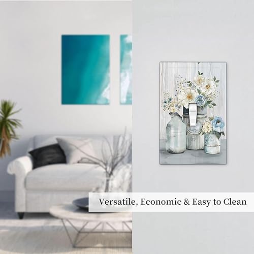 Miniatura 7 de Cubierta de interruptor de luz floral rústica de granja de una sola palanca, placa de pared de 1 cuadrilla, placa frontal eléctrica decorativa de