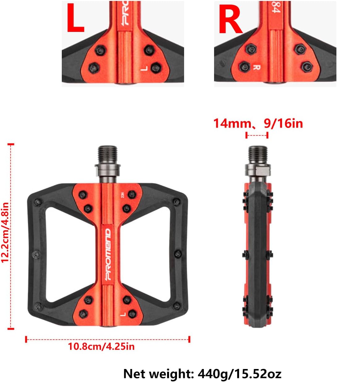Aggressive Grip MTB Pedals‌ | Hybrid Nylon Fiber + Aluminum Body | ‌9/16" Chromoly Axle‌ w/Sealed Bearings, Ultra-Light‌ Bicycle Plat Form Pedals for Enduro/All-Mountain/Trail Riding
