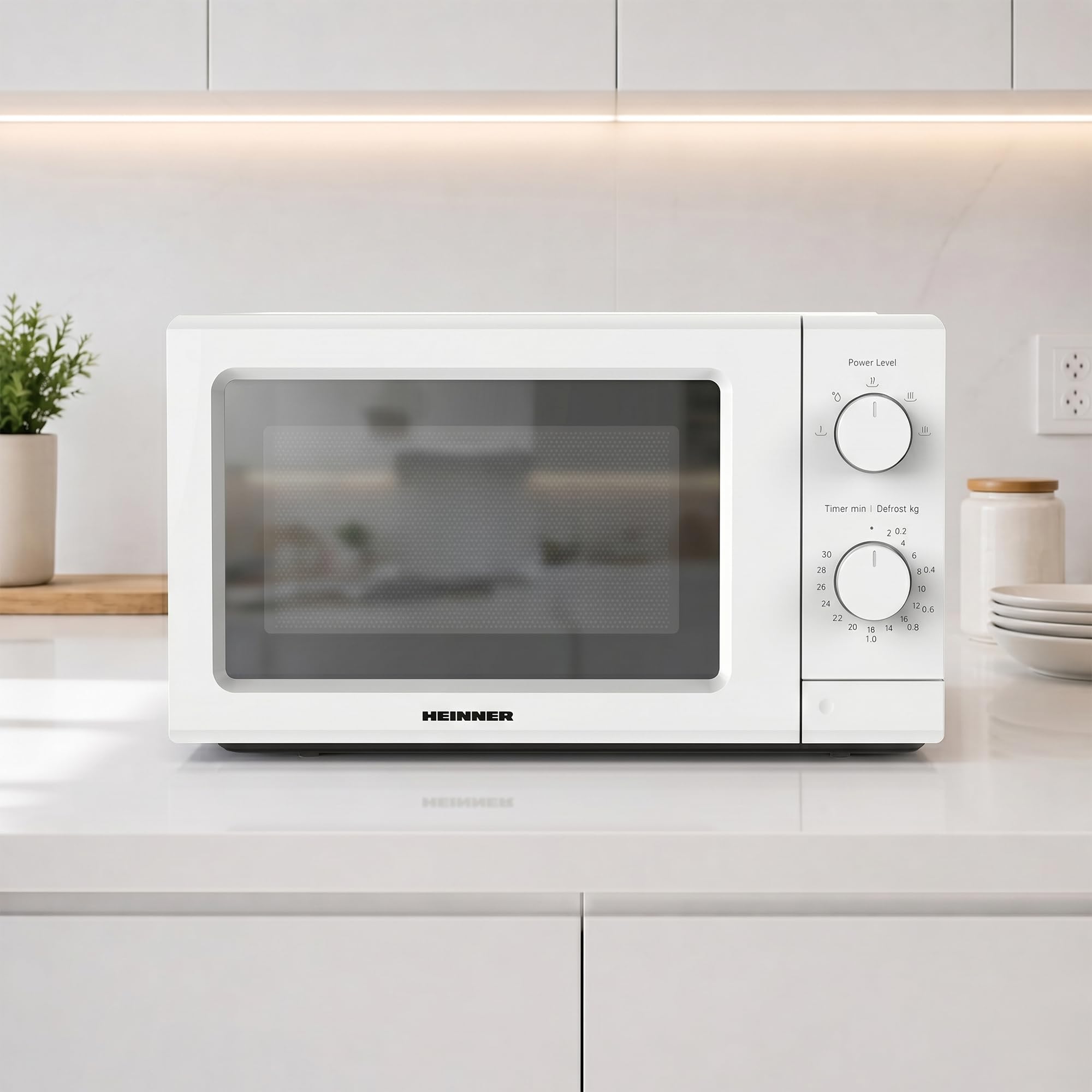 Mikrowelle 20 L Weiß – freistehend, 700 W mit 6 Leistungsstufen & Auftaufunktion, mechanische Drehknöpfe, 30-Min-Timer, einfache Bedienung, Mikrowelle ohne Grill für Küche, Senioren & Camping