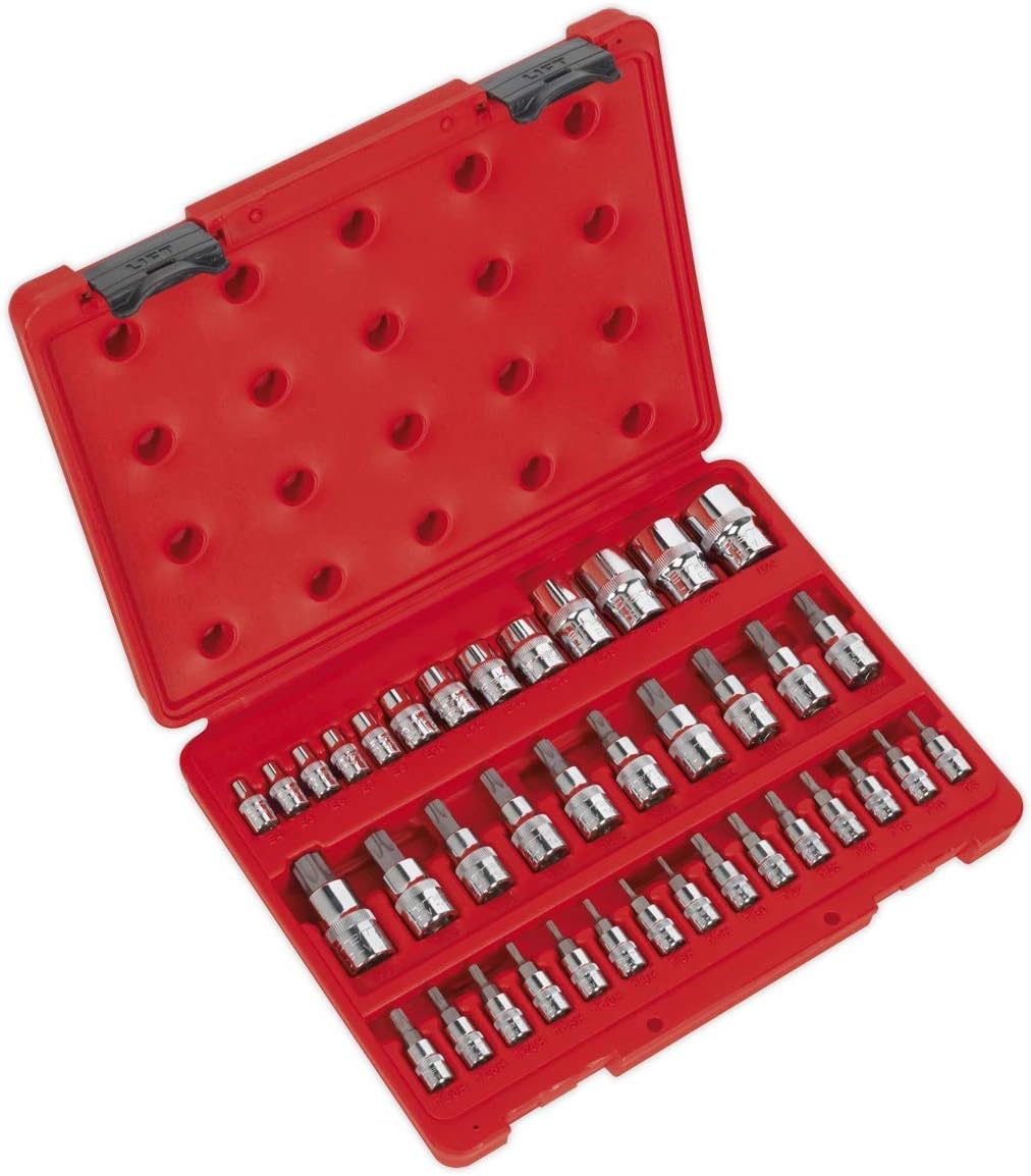 Sealey AK6197 38 Piece TRX-Star Socket and Security Socket Bit Set, Silver