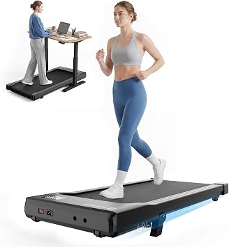 DeerRun Walking Pad Treadmill with Incline, Under Desk Treadmill for Home