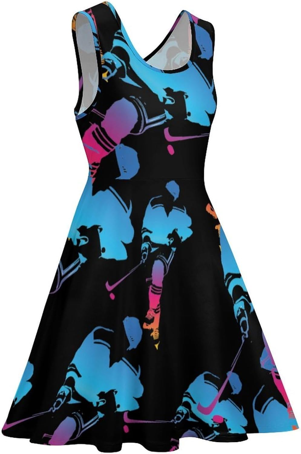 Hockey Summer Dresses for Women Sleeveless Beach Sundress Swing Mini Tank Dress 5X-Large
