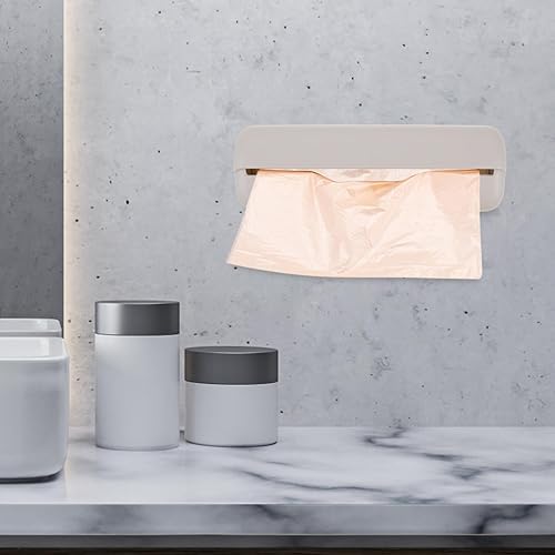 Miniatura 3 de Cabilock Soporte para bolsas de plástico montado en la pared, dispensador de bolsas de basura, soporte para rollo, dispensador de almacenamiento