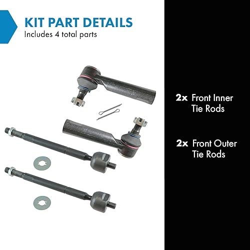 Vista 718 de TRQ - Juego de barras de acoplamiento delanteras interiores y exteriores