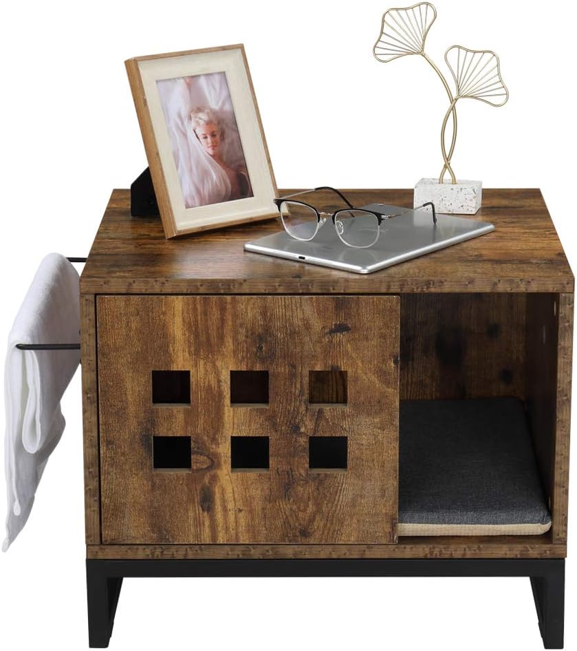 Generic, Rustic Wooden Cat Litter Box Enclosure