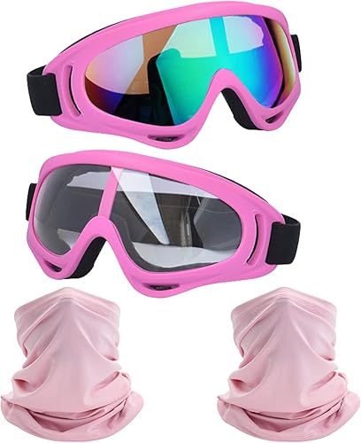 Gafas de motocicleta, paquete de 2 unidades, para motocross, ATV, motocross, senderismo, protección con 2 unidades de máscara bandana transpirable
