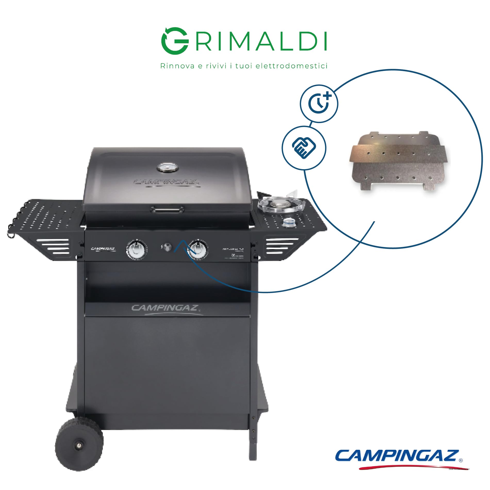 G GRIMALDI 5010004783 Diffusore di Calore Barbecue Compatibile con Campingaz Xpert 200 — Piastra Diffusione Calore BBQ Gas — Ricambio Protezione Bruciatore Barbecue