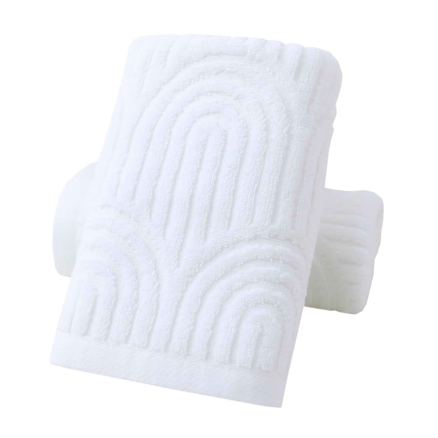 Pidada Striped Absorbent Hand Towels for Bathroom Set of 2,White 100% Cotton Soft Decorative Towel Ideal for Gym,Spa,Kitchen