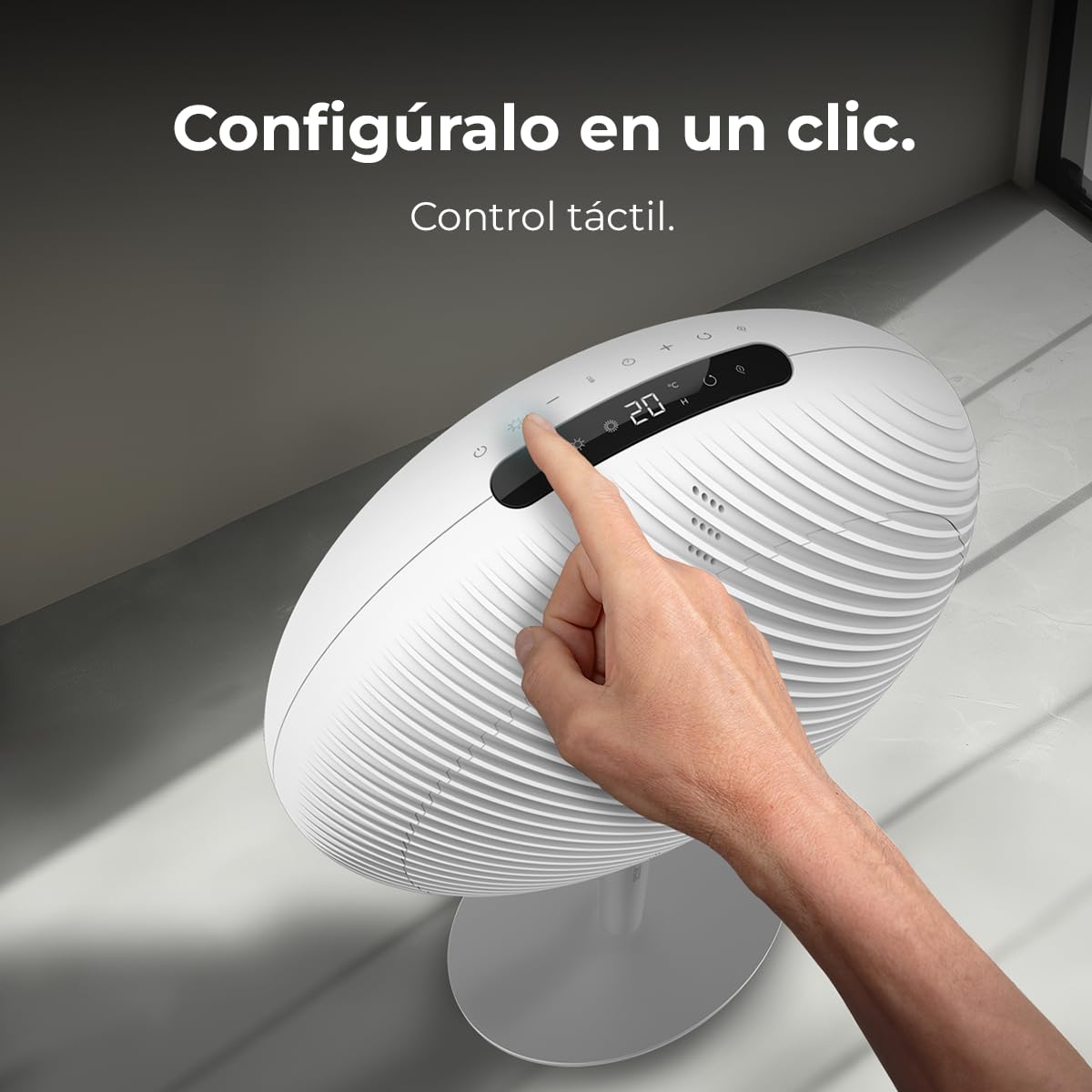 Cecotec Calefactor Cerámico de Pie con Mando a Distancia ReadyWarm 2100 Sun. 2000W, 2 Potencias, Bajo Consumo, Pantalla LED, Control Táctil, Termostato Ajustable, Oscilación Automática