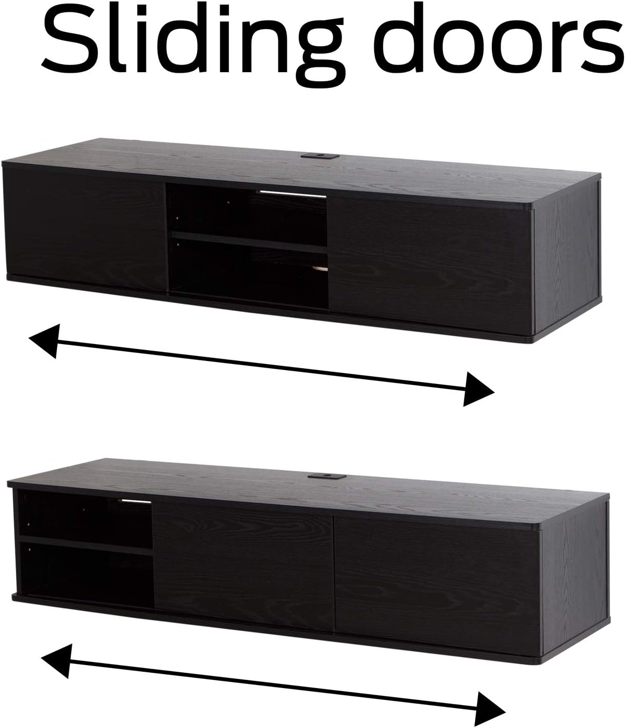 South Shore Floating Wall Mounted Media Console, Pure White, 56",