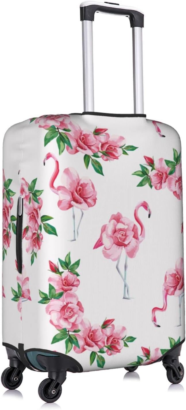 review Travel Luggage Cover Tropical Pink Flamingos And Roses Fits 18-32 Inch Luggage Suitcase Protector