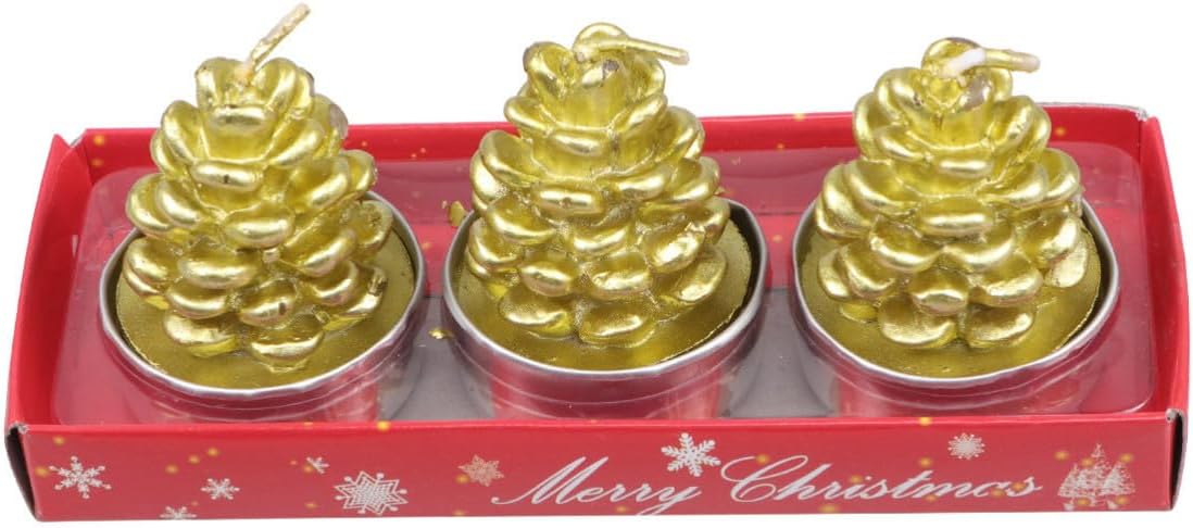 3 Pcs Xmas Pine Cone Christmas Candle Wax with Holder Cups Home Decor