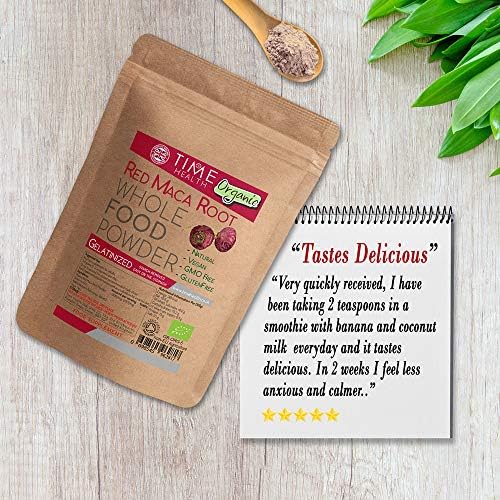 Red Maca Root Powder Gelatinized 4:1 - Soil Association Certified Organic - 250 Grams - Zero Additives (250g Powder Pouch)