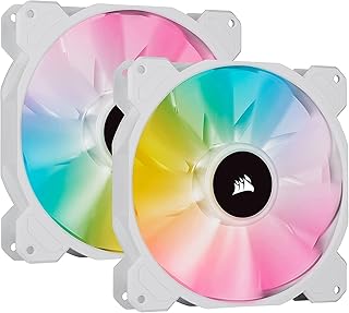 CORSAIR iCUE SP140 RGB Elite (CO-9050139) Performance 140mm - White PWM Dual Fan Kit with Lighting Node CORE (Renewed)