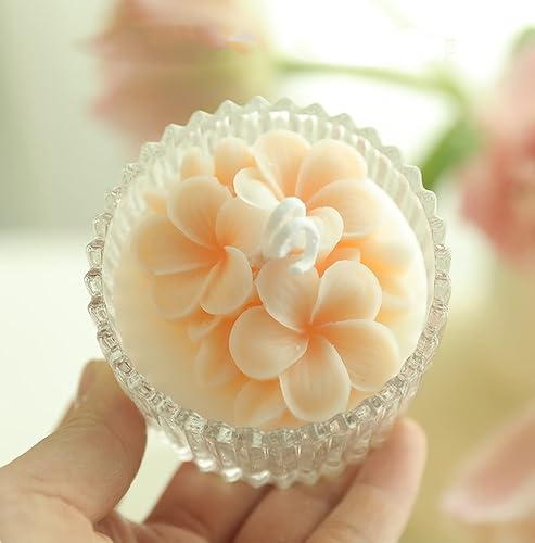 Miniatura 1 de Vela perfumada de flores, 8.11 oz Plumeria Rubra L Vela decorativa con aroma de cera de soja en tarro de vidrio de 8 horas, vela hecha a mano para