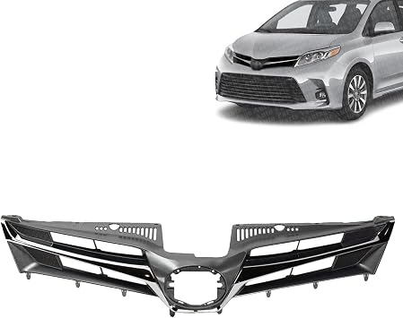 Front Grille Assembly Compatible with Toyota Sienna Limited/XLE Models 2018-2020 | DIRECT REPLACEMENT | Painted Dark Gray/Chrome Insert | 5310108170 | TO1200430
