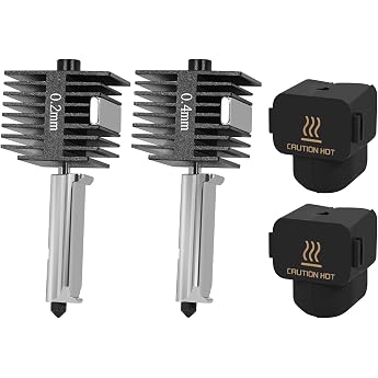 2pcs A1 Mini Hotend Kit 3D Printer Print Head Extruder Hot End Kit Replacement Heating Block Kit with 0.2 mm and 0.4 mm Hardened Steel Nozzle and Silicone Cover Sock for Bambu Lab A1 / A1 Mini