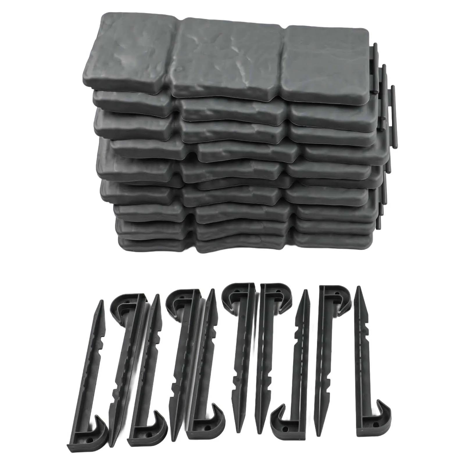 Valla Jardin Exterior 5pcs 24.5×10cm Garden Lawn Edging Border with Strong Securing Pegs Flexible Landscape Decor(Black)