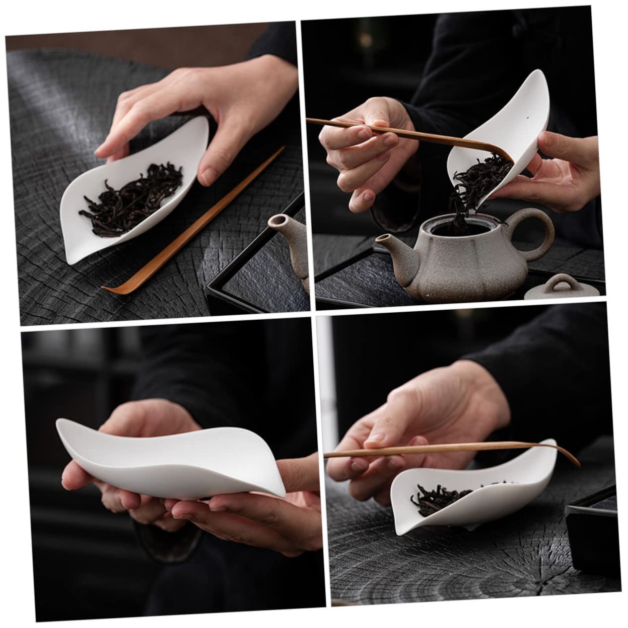 FUNOMOCYA Handmade Ceramic Tea Scoop Set Multi-function for Tea Milk Sugar Spices Portable Tea Spoon for Tea Lovers